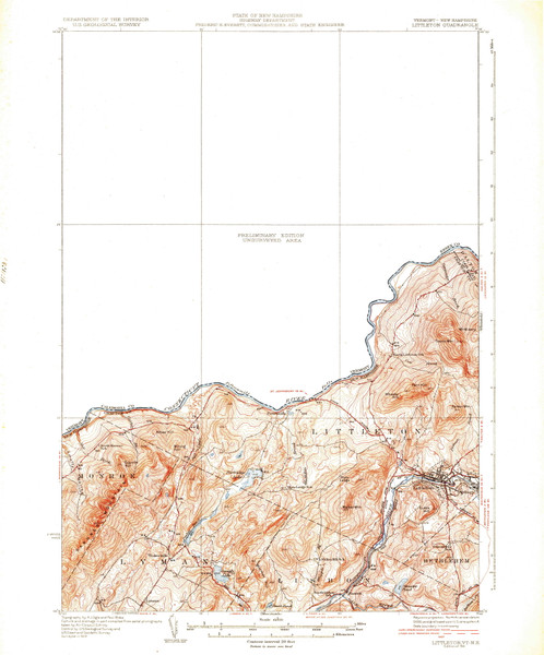 Littleton, Vermont 1931 (1931) USGS Old Topo Map Reprint 15x15 NH Quad 338022