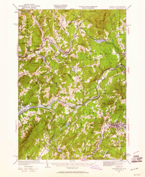 Littleton, Vermont 1932 (1960) USGS Old Topo Map Reprint 15x15 NH Quad 338023