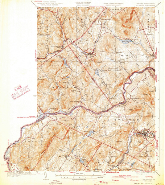 Littleton, Vermont 1935 (1940) USGS Old Topo Map Reprint 15x15 NH Quad 338027 Littleton, Vermont 1935 (1940) USGS Old Topo Map Reprint 15x15 NH Quad 338027