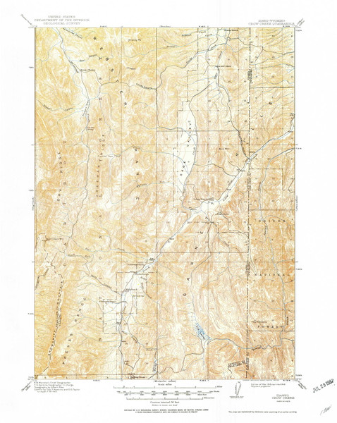 Crow Creek, Wyoming 1915 (1948) USGS Old Topo Map Reprint 15x15 WY Quad 239496