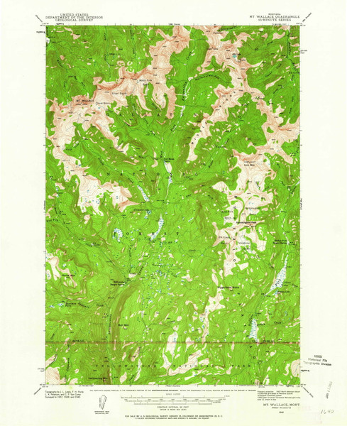 Mt Wallace, Montana 1940 (1963) USGS Old Topo Map Reprint 15x15 WY Quad 268173