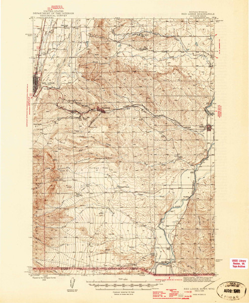 Red Lodge, Montana 1944 (1946) USGS Old Topo Map Reprint 15x15 WY Quad 268242