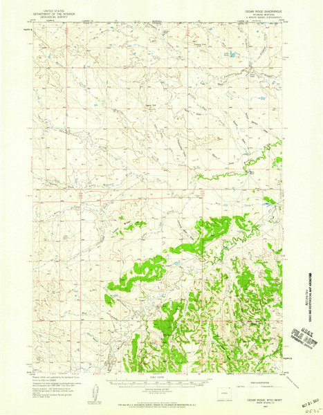 Cedar Ridge, Wyoming 1957 (1959) USGS Old Topo Map Reprint 15x15 WY Quad 342050