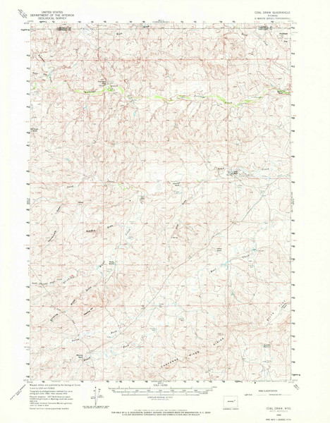 Coal Draw, Wyoming 1959 (1972) USGS Old Topo Map Reprint 15x15 WY Quad 342058