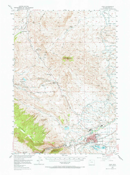 Cody, Wyoming 1949 (1969) USGS Old Topo Map Reprint 15x15 WY Quad 342060