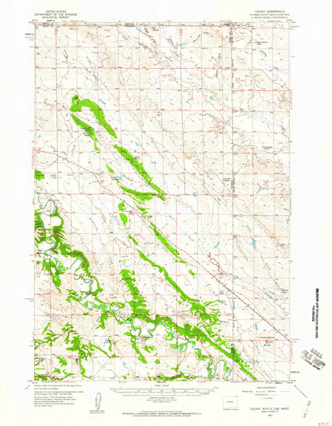 Colony, Wyoming 1957 (1959) USGS Old Topo Map Reprint 15x15 WY Quad 342063 Colony, Wyoming 1957 (1959) USGS Old Topo Map Reprint 15x15 WY Quad 342063