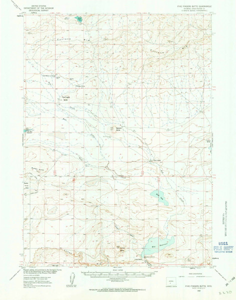 Five Fingers Butte, Wyoming 1960 (1963) USGS Old Topo Map Reprint 15x15 WY Quad 342108