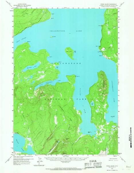 Frank Island, Wyoming 1959 (1967) USGS Old Topo Map Reprint 15x15 WY Quad 342116