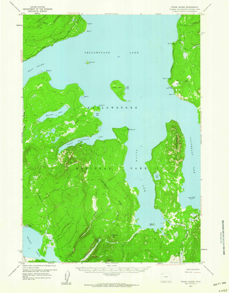 Frank Island, Wyoming 1959 (1960) USGS Old Topo Map Reprint 15x15 WY Quad 342117 Frank Island, Wyoming 1959 (1960) USGS Old Topo Map Reprint 15x15 WY Quad 342117
