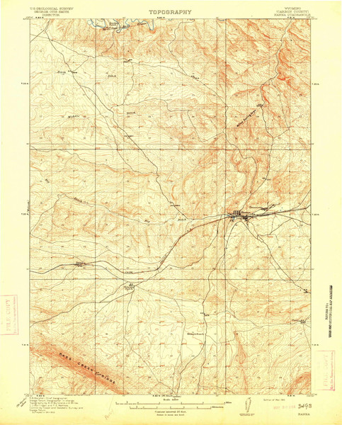 Hanna, Wyoming 1914 (1914) USGS Old Topo Map Reprint 15x15 WY Quad 342133 Hanna, Wyoming 1914 (1914) USGS Old Topo Map Reprint 15x15 WY Quad 342133