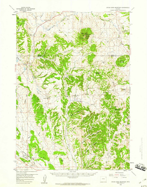 Inyan Kara Mountain, Wyoming 1958 (1960) USGS Old Topo Map Reprint 15x15 WY Quad 342144
