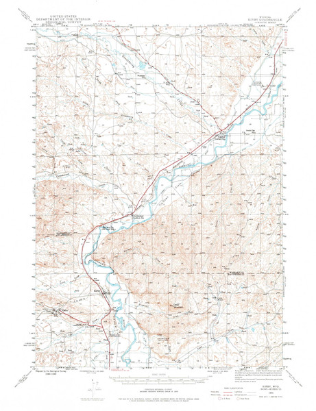 Kirby, Wyoming 1945 (1975) USGS Old Topo Map Reprint 15x15 WY Quad 342154