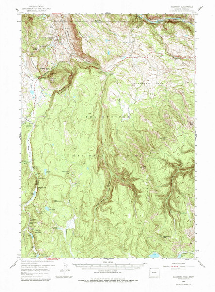 Mammoth, Wyoming 1958 (1979) USGS Old Topo Map Reprint 15x15 WY Quad 342165