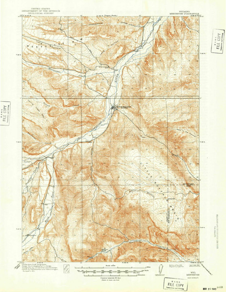 Meeteetse, Wyoming 1913 (1949) USGS Old Topo Map Reprint 15x15 WY Quad 342171