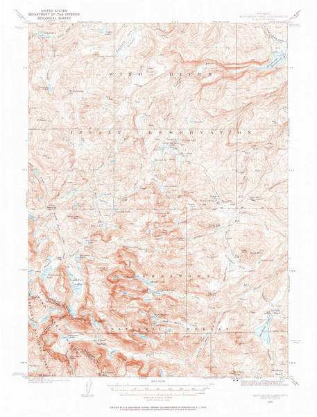 Moccasin Lake, Wyoming 1937 (1937) USGS Old Topo Map Reprint 15x15 WY Quad 342177