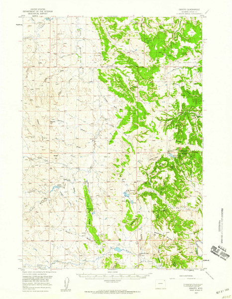 Oshoto, Wyoming 1957 (1959) USGS Old Topo Map Reprint 15x15 WY Quad 342219 Oshoto, Wyoming 1957 (1959) USGS Old Topo Map Reprint 15x15 WY Quad 342219
