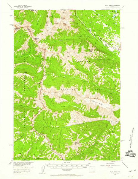 Pilot Peak, Wyoming 1956 (1959) USGS Old Topo Map Reprint 15x15 WY Quad 342229