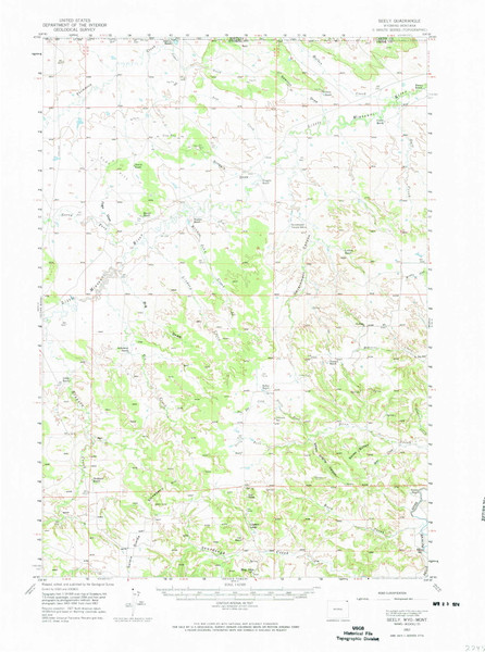 Seely, Wyoming 1957 (1974) USGS Old Topo Map Reprint 15x15 WY Quad 342253