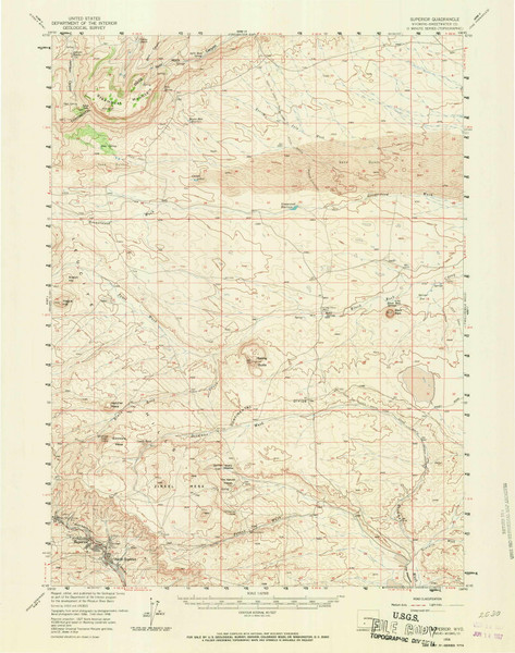 Superior, Wyoming 1958 (1967) USGS Old Topo Map Reprint 15x15 WY Quad 342266