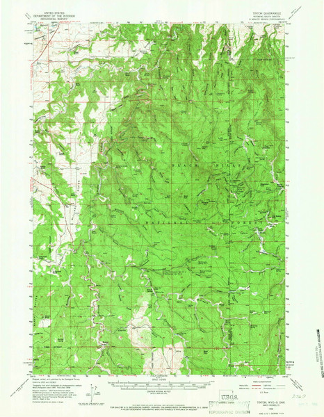 Tinton, Wyoming 1958 (1966) USGS Old Topo Map Reprint 15x15 WY Quad 342272