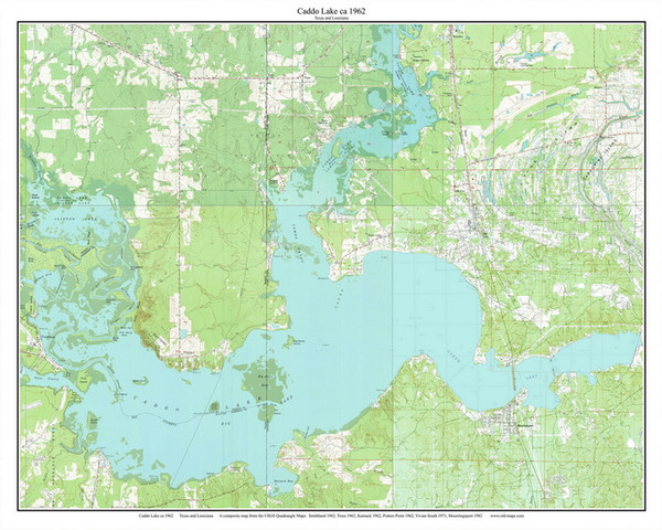 Caddo Lake 1962 - Custom USGS Old Topo Map - Texas
