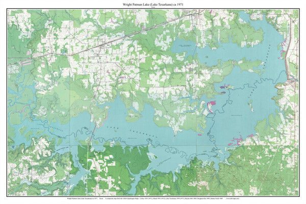 Wright Lake (Lake Texakarna) 1971 - Custom USGS Old Topo Map - Texas Wright Lake (Lake Texakarna) 1971 - Custom USGS Old Topo Map - Texas