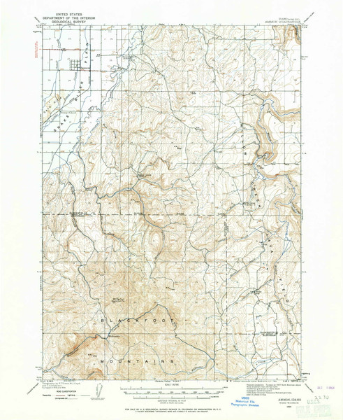 Ammon, Idaho 1924 (1964) USGS Old Topo Map Reprint 15x15 ID Quad 238893 Ammon, Idaho 1924 (1964) USGS Old Topo Map Reprint 15x15 ID Quad 238893