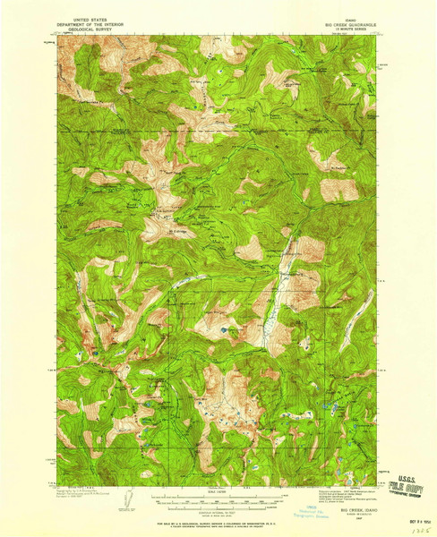 Big Creek, Idaho 1937 (1958) USGS Old Topo Map Reprint 15x15 ID Quad 238913 Big Creek, Idaho 1937 (1958) USGS Old Topo Map Reprint 15x15 ID Quad 238913
