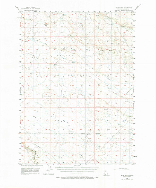 Blue Butte, Idaho 1956 (1973) USGS Old Topo Map Reprint 15x15 ID Quad 238934