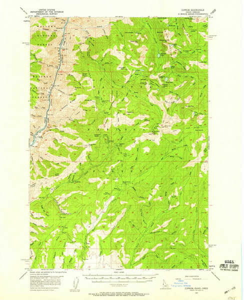 Cuprum, Idaho 1957 (1958) USGS Old Topo Map Reprint 15x15 ID Quad 239019