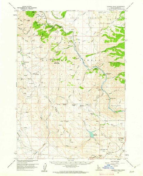Danskin Peak, Idaho 1960 (1962) USGS Old Topo Map Reprint 15x15 ID Quad 239023