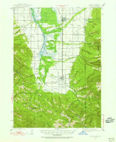 Driggs, Idaho 1943 (1955) USGS Old Topo Map Reprint 15x15 ID Quad 239045 Driggs, Idaho 1943 (1955) USGS Old Topo Map Reprint 15x15 ID Quad 239045