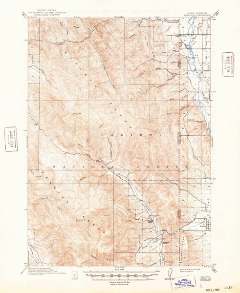 Freedom, Idaho 1915 (1948) USGS Old Topo Map Reprint 15x15 ID Quad 239069 Freedom, Idaho 1915 (1948) USGS Old Topo Map Reprint 15x15 ID Quad 239069