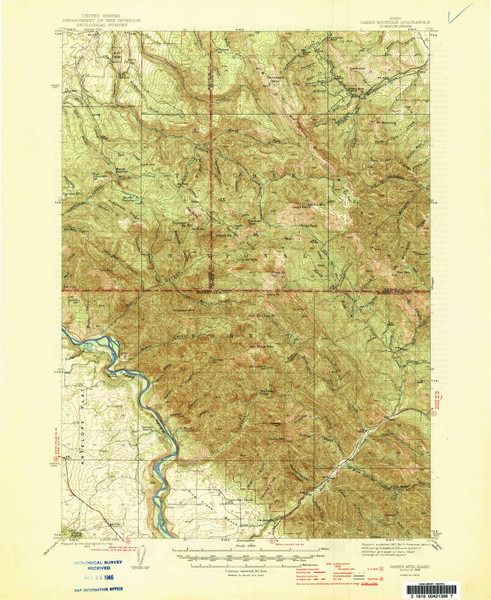 Garns Mtn, Idaho 1946 (1946) USGS Old Topo Map Reprint 15x15 ID Quad 239078
