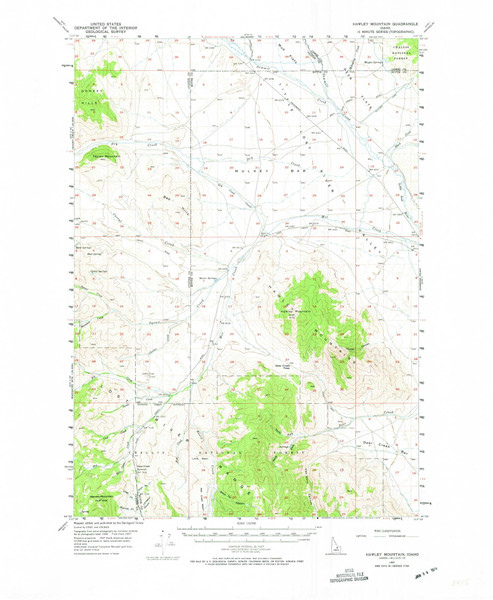 Hawley Mountain, Idaho 1957 (1974) USGS Old Topo Map Reprint 15x15 ID Quad 239101 Hawley Mountain, Idaho 1957 (1974) USGS Old Topo Map Reprint 15x15 ID Quad 239101