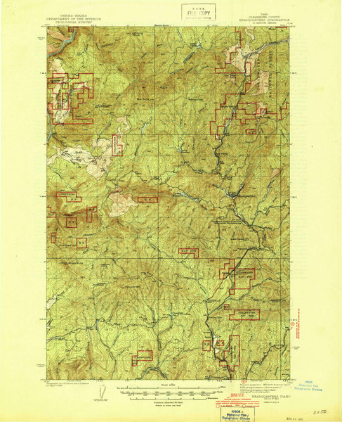 Headquarters, Idaho 1944 (1944) USGS Old Topo Map Reprint 15x15 ID Quad 239109 Headquarters, Idaho 1944 (1944) USGS Old Topo Map Reprint 15x15 ID Quad 239109