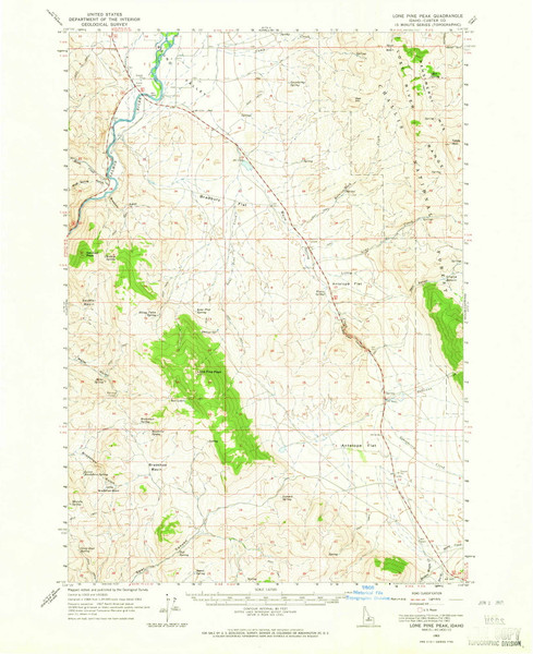 Lone Pine Peak, Idaho 1963 (1965) USGS Old Topo Map Reprint 15x15 ID Quad 239166 Lone Pine Peak, Idaho 1963 (1965) USGS Old Topo Map Reprint 15x15 ID Quad 239166
