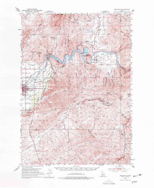 Montour, Idaho 1953 (1977) USGS Old Topo Map Reprint 15x15 ID Quad 239187 Montour, Idaho 1953 (1977) USGS Old Topo Map Reprint 15x15 ID Quad 239187