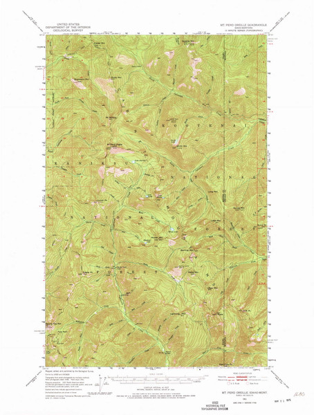 Mt Pend Oreille, Idaho 1951 (1957) USGS Old Topo Map Reprint 15x15 ID Quad 239198 Mt Pend Oreille, Idaho 1951 (1957) USGS Old Topo Map Reprint 15x15 ID Quad 239198
