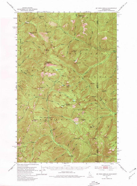 Mt Pend Oreille, Idaho 1951 (1980) USGS Old Topo Map Reprint 15x15 ID Quad 239201 Mt Pend Oreille, Idaho 1951 (1980) USGS Old Topo Map Reprint 15x15 ID Quad 239201