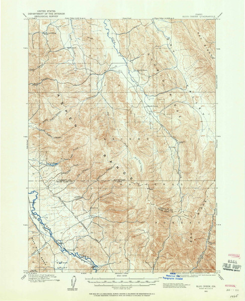 Slug Creek, Idaho 1911 (1958) USGS Old Topo Map Reprint 15x15 ID Quad 239276 Slug Creek, Idaho 1911 (1958) USGS Old Topo Map Reprint 15x15 ID Quad 239276