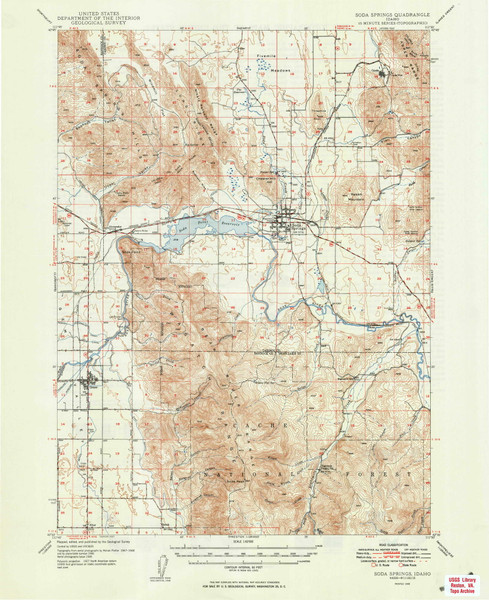 Soda Springs, Idaho 1949 (1949) USGS Old Topo Map Reprint 15x15 ID Quad 239286