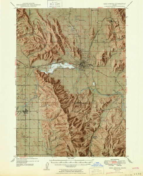Soda Springs, Idaho 1949 (1950) USGS Old Topo Map Reprint 15x15 ID Quad 239287