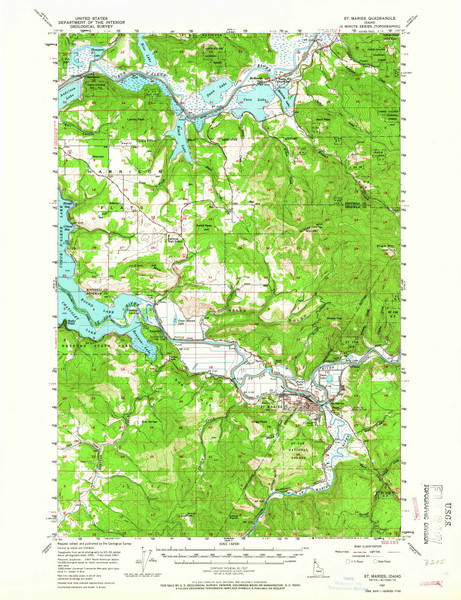 St. Maries, Idaho 1957 (1966) USGS Old Topo Map Reprint 15x15 ID Quad 239297