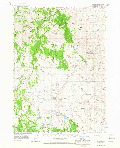 Triangle, Idaho 1965 (1967) USGS Old Topo Map Reprint 15x15 ID Quad 239313 Triangle, Idaho 1965 (1967) USGS Old Topo Map Reprint 15x15 ID Quad 239313