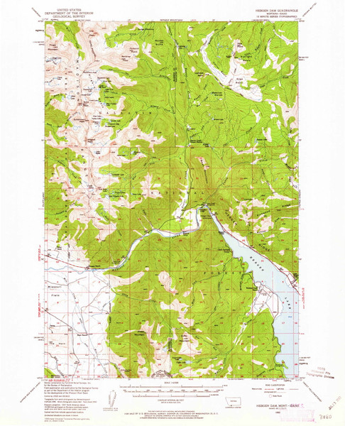 Hebgen Dam, Montana 1950 (1962) USGS Old Topo Map Reprint 15x15 ID Quad 268068