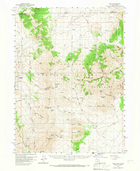 Yost, Utah 1959 (1967) USGS Old Topo Map Reprint 15x15 ID Quad 252877