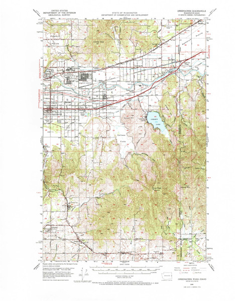 Greenacres, Washington 1949 (1970) USGS Old Topo Map Reprint 15x15 ID Quad 241413