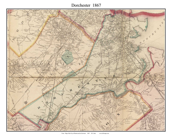 Dorchester Massachusetts 1867 Old Town Map Custom Print - Boston Vicinity - Norfolk  Co.