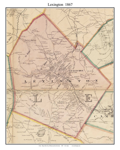 Lexington Massachusetts 1867 Old Town Map Custom Print - Boston Vicinity - Middlesex  Co.